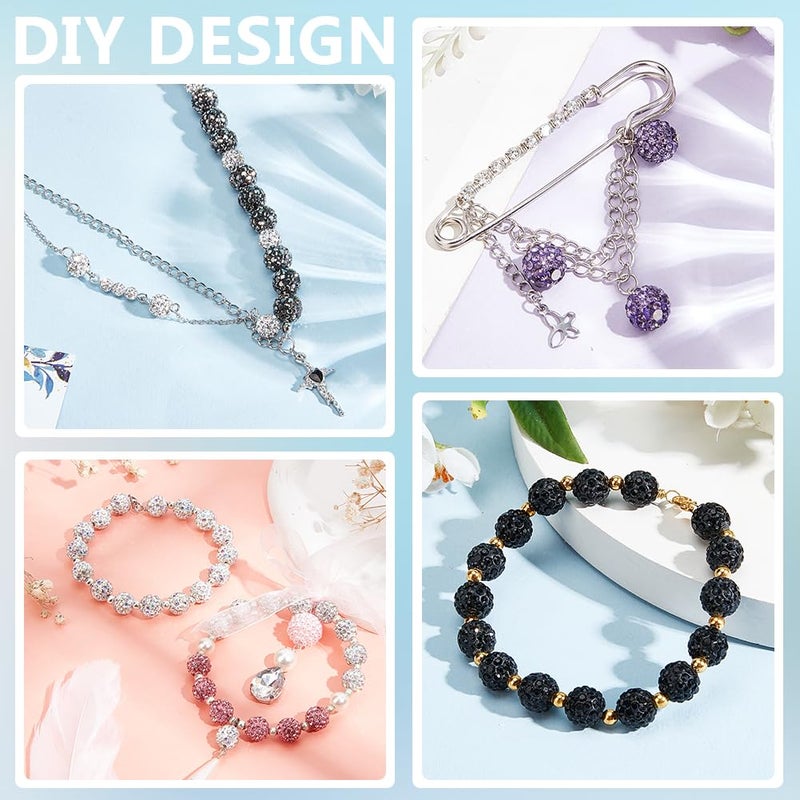 PH PandaHall 100pcs 10mm Black Rhinestone Beads Black Clay Beads Polymer Crystal Bead Clay Pave Disco Ball Round Diamond Bead Sparkle Beaded Stone for Necklace Bracelet Jewelry Making Party Decoration - Image 5